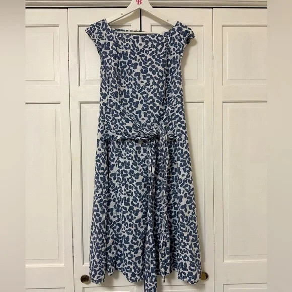 Piazza Del Tempio Italy Women's Leopard Print 100% Linen Dress Med Spring Beach - Picture 1 of 11